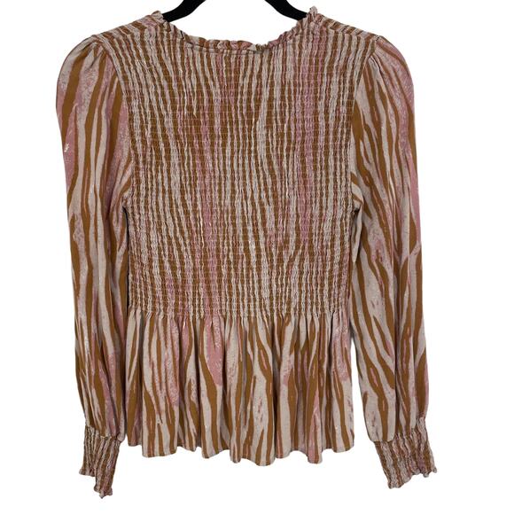 THML Long Sleeve V Neck Ruched Blouse Small - Picture 5 of 5